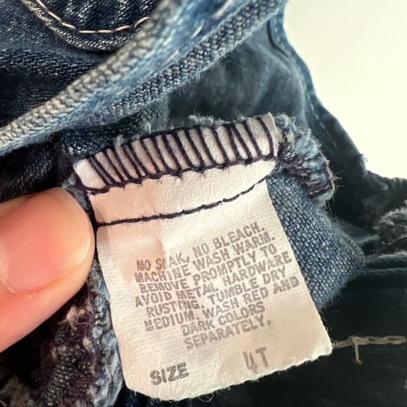 Vintage OshKosh B'gosh Dark Wash Skirtall Pinafore Made in USA Pink Label 4T - Picture 3 of 7